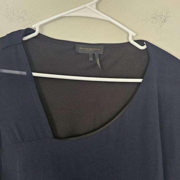 Donna Karan New York Blue Black Mother Of The Bride Draped Top Size S - Picture 6 of 10